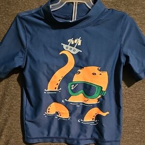 Carter's Navy Rashguard with Orange Octopus